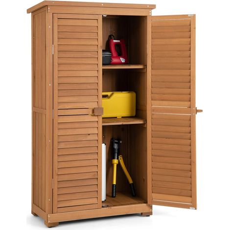Abri de Jardin en Bois, résistant aux intempéries, avec 3 étagères Amovibles (1/3)
