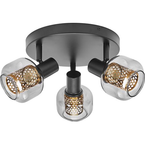 OSRAM DECOR Spot Firefly Applique murale, 3 x 2,8 W, E14, 750 lm, 2700 K, blanc chaud, IP20, métal/verre, 365 mm, noir, LED incluses et interchangeables
