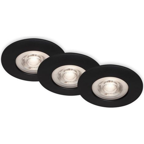 LED Einbauleuchten Einbaustrahler Bad 3er Set dimmbar schwarz 4,9W Ø9cm Briloner