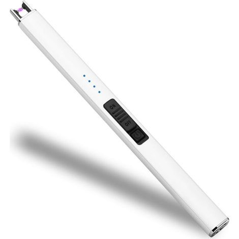 Briquet électrique rechargeable pour bougies, plaques de cuisson, feux d'artifice, etc. - 1 pièce, blanc (1/5)