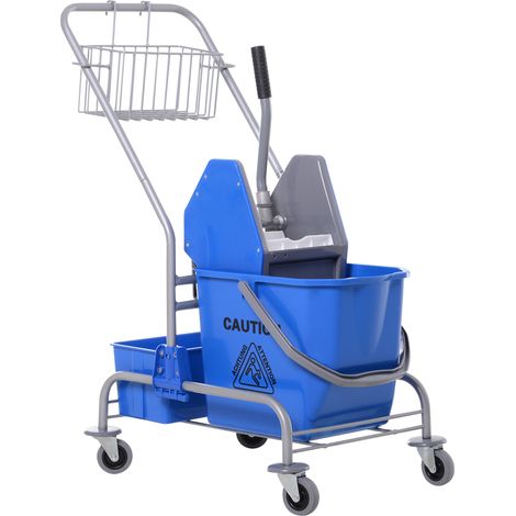 HOMCOM Carrello Lavapavimenti Professionale con Secchio da 25L e Strizzatore (1/10)