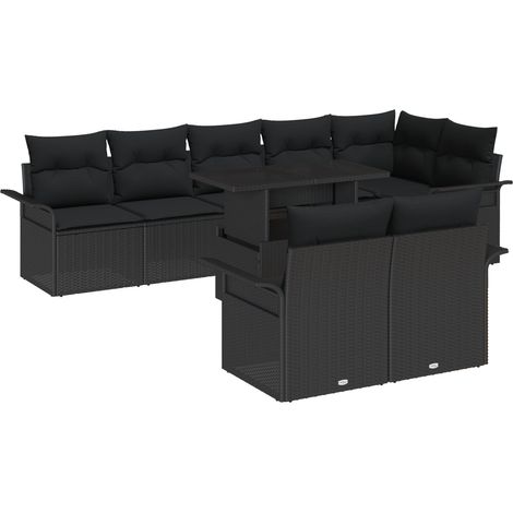 Gartensofa-set 9 Stk. Schwarz [Synthetisch]: Poly Rattan vidaXL (1/5)