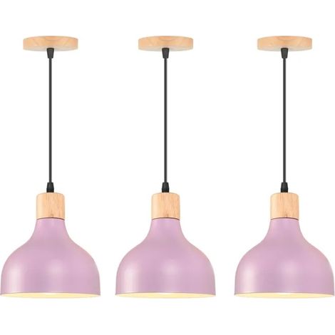 Lot de 3 Lustre Moderne Salon 15cm,Suspension Luminaire Industriel Vintage E27 Lampe de Plafond Reglable Style Nordique,Violet (1/5)