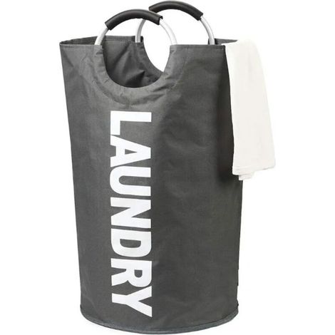 82L Paniers à linge, Pliable Sac à linge, Pliage Grande Capacité Corbeilles à linge (Gris Foncé) (1/3)