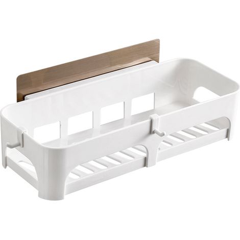 Duschregal ohne Bohren, Wandmontage, Badezimmer-Aufbewahrungskorb, Dusch-Organizer, Halter, weiß