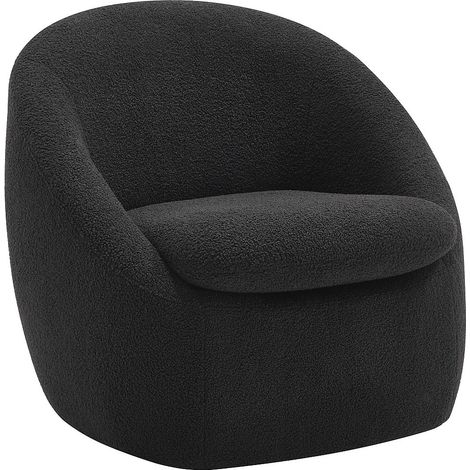 Fauteuil pivotant en tissu bouclette noir NETALIO (1/3)