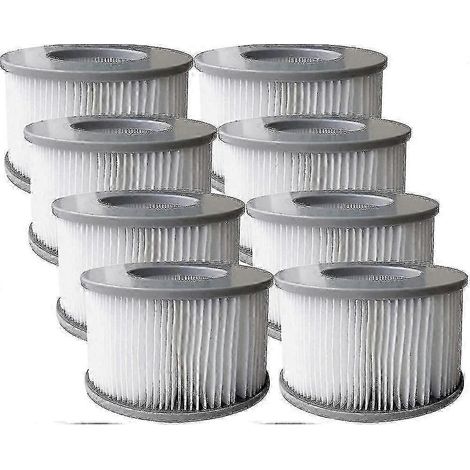 Lot de 8 cartouches filtrantes de rechange pour piscine gonflable et jacuzzi Mspa (1/3)