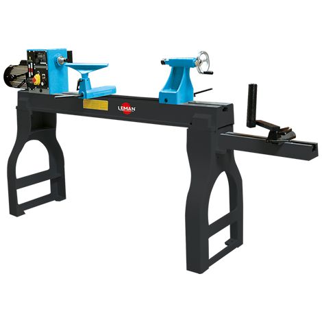 LEMAN - Torno de Madera TAB120 1200 mm, Motor 1500 W, 2 Velocidades Variables, 12 Posiciones de Divisor