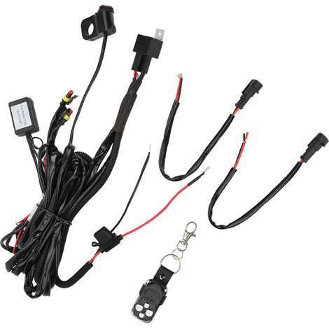 Kit de câblage pour phares LED 12V avec interrupteur marche/arrêt et télécommande pour motos et quads tout-terrain (1/5)