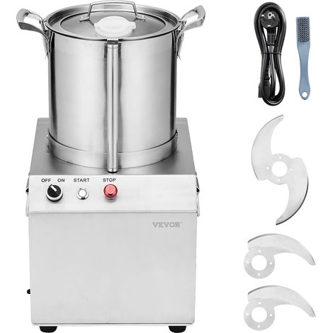 VEVOR Robot da Cucina Tritatutto per Verdure, Robot da Cucina in Acciaio Inox per Uso Alimentare 10 Litri 2 Lame Extra Curve a S, Tritatutto Multifunzionale da Cucina per Alimenti Verdure, Frutta