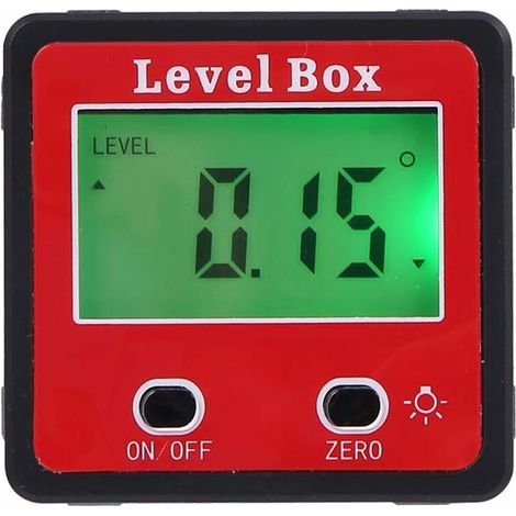 Angle Measure Horizontal Angle Digital Meter Inclinometer, Digital Electronic Level Box Magnetic Base Measuring Tools, Red (1/5)