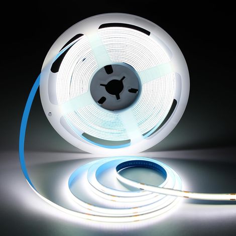 10M Bande LED COB 24V Blanc froid 6000K CRI93+ 8MM Sans adaptateur Cuisine Salon Magasin