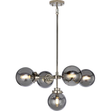 Lampadario a 5 luci Elstead Kula, nichel lucido, E14 (1/4)