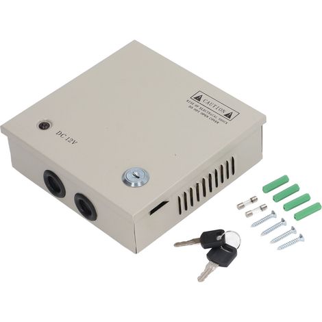 Alimentation 12V 4 Canaux pour Caméras CCTV, 3A avec Fusibles, Boîtier Métal Blindé avec Serrure, 110V/220V (1/5)
