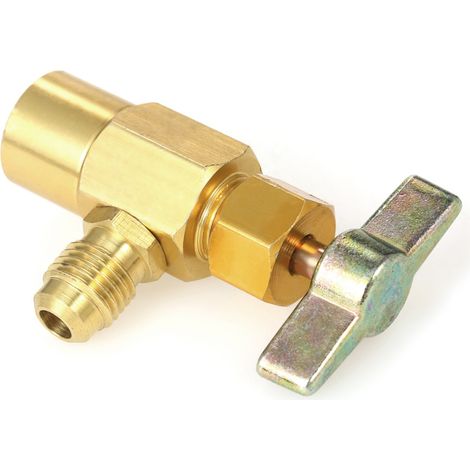 Outil de distribution pour bidon de réfrigérant R134A/R-134 pour climatisation automobile : robinet en aluminium à filetage ACME 1/2". (1/4)