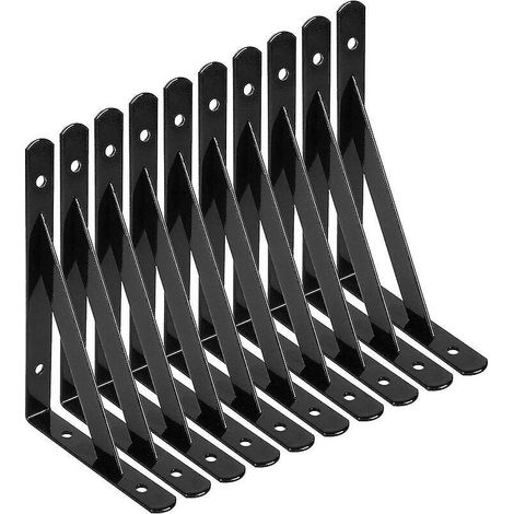 support D'tagre Murale (noir), 12 Supports Triangulaires En Acier 90 Degrs, Support D'tagre 150mm X 95mm, Support Avec 48 Vis (24 Longues/courtes (1/5)