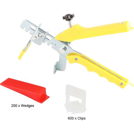 Fliesenverlegeset – 600 Clips + 200 Keile + 1 Zange – Kunststoff – Wand/Boden