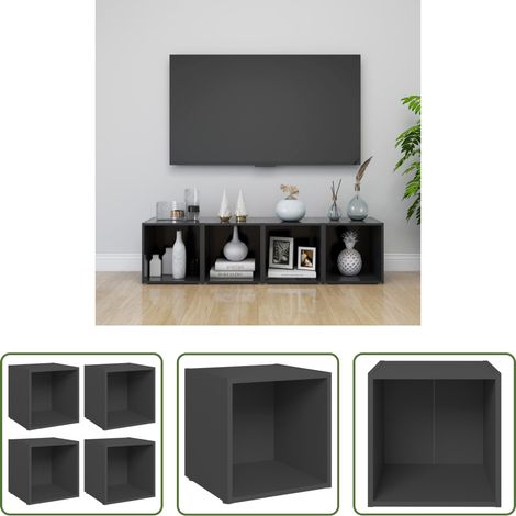 Wohnzimmer - TV-Schränke 4 Stk. Grau 37x35x37 cm Holzwerkstoff (1/5)