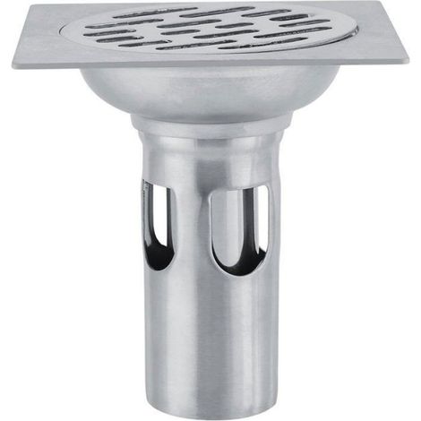Bonde de douche profonde - Acier inoxydable - Filtre à cheveux - Inodore - Amovible - Pour WC et cuisine - 100 x 100 mm - Ar (1/5)