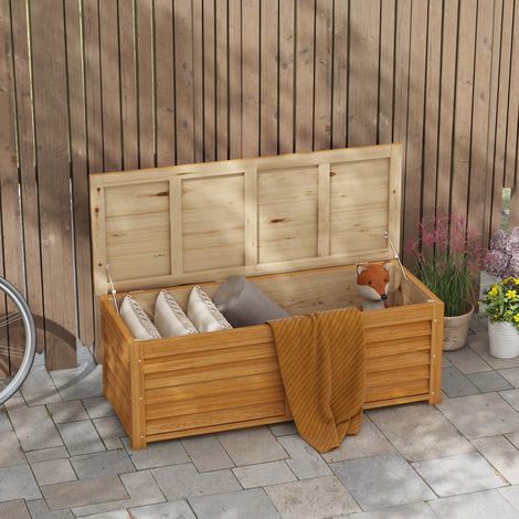 Contenitore da giardino per esterni, 176 litri, in legno con maniglia, dimensioni: 130L x 50W x 45H cm