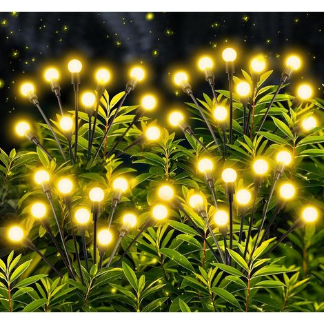 Lampe Solaire Exterieur, 4 Pièces 10LEDs Super Lumineux Lampe Luciole Solaire Exterieur IP65 Étanche Blanc Chaud, Lumiere Solaire Exterieur pour Decoration Jardin Pelouse Chemins Patios