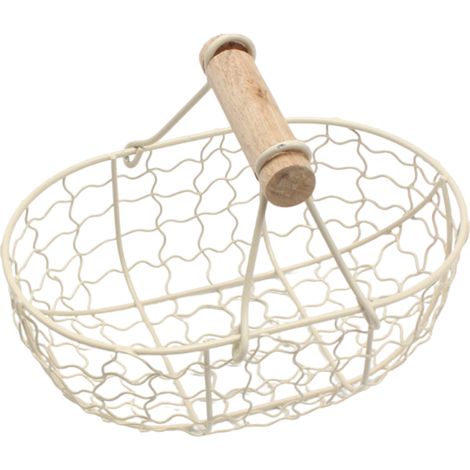 Obstkorb aus Schmiedeeisen, Schreibtischaccessoire, Wohnaccessoire, Gemüsebehälter, weißer Gemüsekorb (1/5)