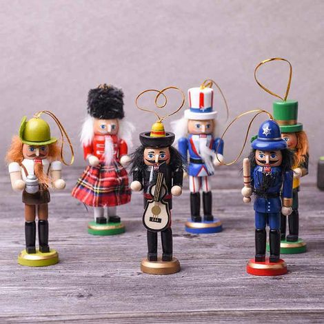 Lot de 6 casse-noisettes en bois en forme de soldat, pour figurines miniatures de poupées, artisanat vintage en PU (1/4)