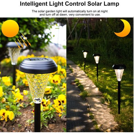 4-pack of solar-powered outdoor lawn lights, decorative garden landscape lights, waterproof and warm glass lampshades (1/5)