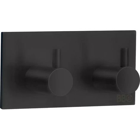 Smedbo Doppel Haken. Schwarz. Selbstklebend. 90 x 45 mm. BB1106 (1/2)