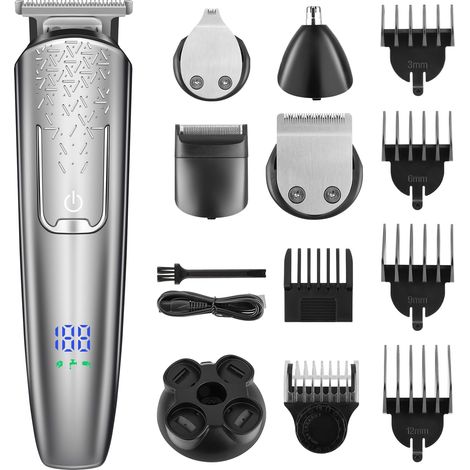 Tondeuse à cheveux, tondeuse à barbe électrique professionnelle 5 en 1 (argent) (1/5)