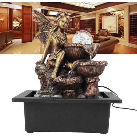 Fuente de mesa USB con iluminación LED: fuente de cascada silenciosa para oficina o sala de estar [28,7 cm, resina] (1/5)