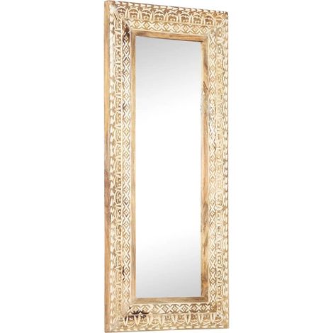 Miroir sculpté à la main 110x50x2,6 cm Bois de manguier solide
