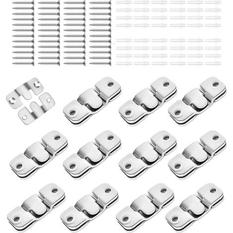 Support mural en acier inoxydable, 12 paires (24 pièces) pour cadre, miroir, photo et mobilier (1/5)