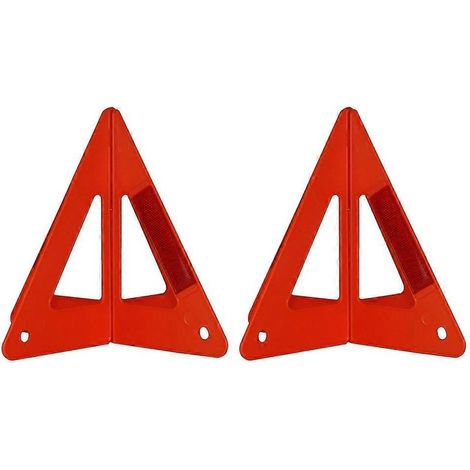 Kit de signalisation routière réfléchissant triangulaire en plastique (2 pièces) - Panneaux de signalisation utiles pour voitures-25.60X25.60X22.50CM-Red (1/3)