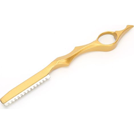 Couteau à effiler les cheveux en acier inoxydable, outil de coiffure portable, or (1/5)