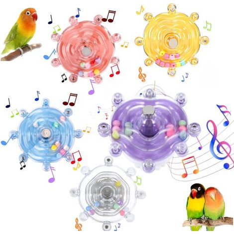 Ruota da gioco colorata in 3 pezzi per pappagalli, sonaglio interattivo per pappagalli, giocattolo per calopsitte, giocattolo educativo per uccelli (1/5)