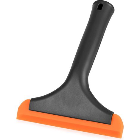 Raclette en silicone pour verre de douche avec poignée noire - Outil de lissage pour la salle de bain et la maison