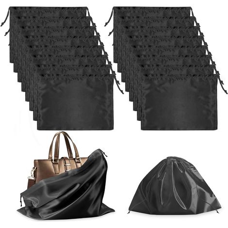 16 pièces housses de portefeuille anti-poussière et de rangement, sachets en soie à cordon de serrage imperméables à la poussière, sacs à cordon, sacs de voyage pour sacs à main, chaussures, pochettes (1/5)