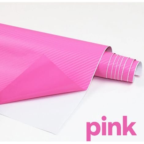 Film adhésif vinyle imitation fibre de carbone 3D (rose, 30 x 150 cm) imperméable, idéal pour la personnalisation de voitures et motos. (1/4)
