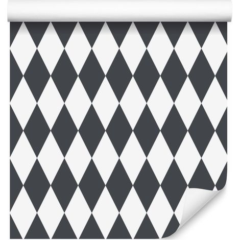 Carta da parati Arlecchino con diamanti, grigio, grigio chiaro e bianco, 50x1000 cm (1/5)