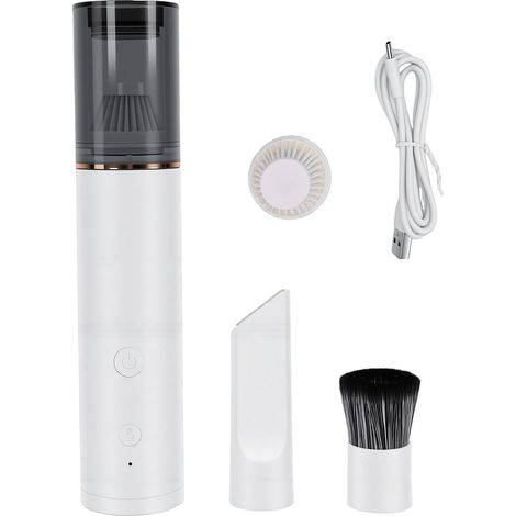 Mini moulin à café, aspirateur, portable, sans fil, rechargeable, brosse douce, poudre, pour la maison et les voyages, blanc (1/5)