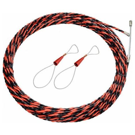 Aiguille Electricien 20M Tire Fil Electrique 6mm Diamètre tire fils electrique, rétractable d’installation pour tire Cable et rallonge en acier spiralé flexible Aiguille Tire Fil, (1/4)