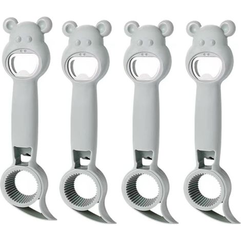 Set of 4 multi-functional 4-in-1 bottle openers for beer jars, jelly, wine, and other containers (blue) (1/5)