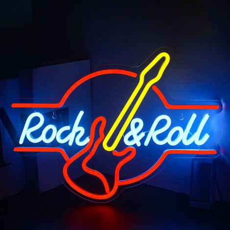 Neonlichtschild in Form einer Rockgitarre, LED-Neon-Wanddekoration, ideal für Bars und Konzerthallen (1/5)