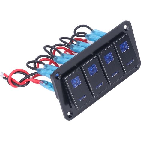 Schwarzes, wasserdichtes IP65-4-Schalter-Wippfeld mit hintergrundbeleuchteter LED-Anzeige, Gehäuse für Motorboote, Fahrzeugumbauten, DC12-24V (1/5)