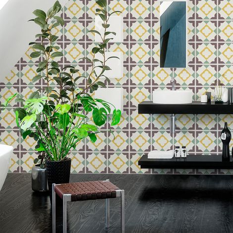 Sticker Mural Carrelage adhésif Cuisine Salle de Bain - 24 STICKERS CARRELAGES AZULEJOS EULALIA - 24stickers10x10cm (1/5)