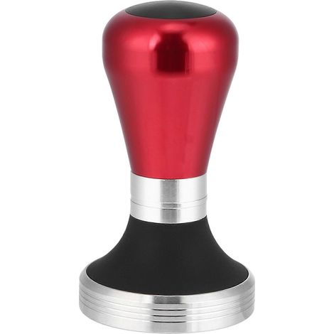 58-mm-Kaffeetamper aus Edelstahl, höhenverstellbar, ergonomischer roter Griff – Pulververdichter für Espressomaschinen (1/5)