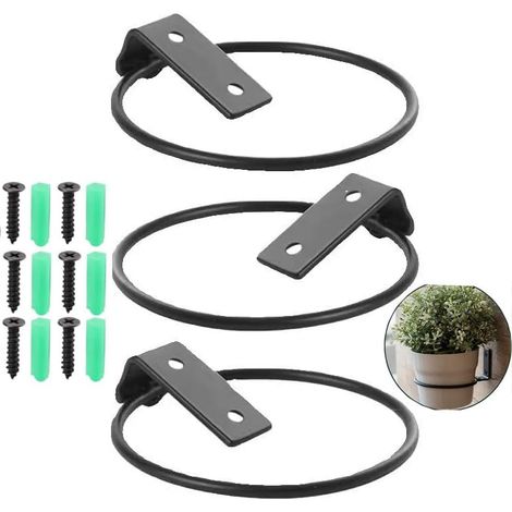 Lot de 3 Supports Muraux pour Pot de Fleurs Porte Pot de Fleur Anneau Pot Anneau Titulaire Pliable avec Vis pour Jardins Intérieurs, Couloirs, Verdure Intérieure (1/5)