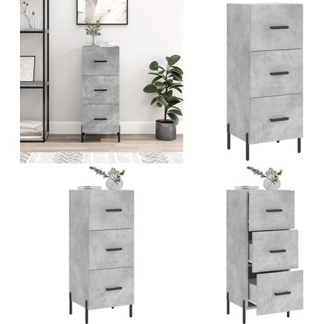 Buffet Gris béton 34,5x34x90 cm Bois d'ingénierie - Buffet Moderne - Meuble De Rangement - Buffet Gris - Mobilier Design - Commode - Home & Living (1/5)