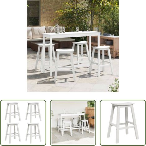 Gartenbar Set -  Garten Bar Set 4 pcs Weiß HDPE (1/5)
